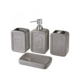 Set da Bagno Grigio Ceramica 27,5 x 7 x 24 cm