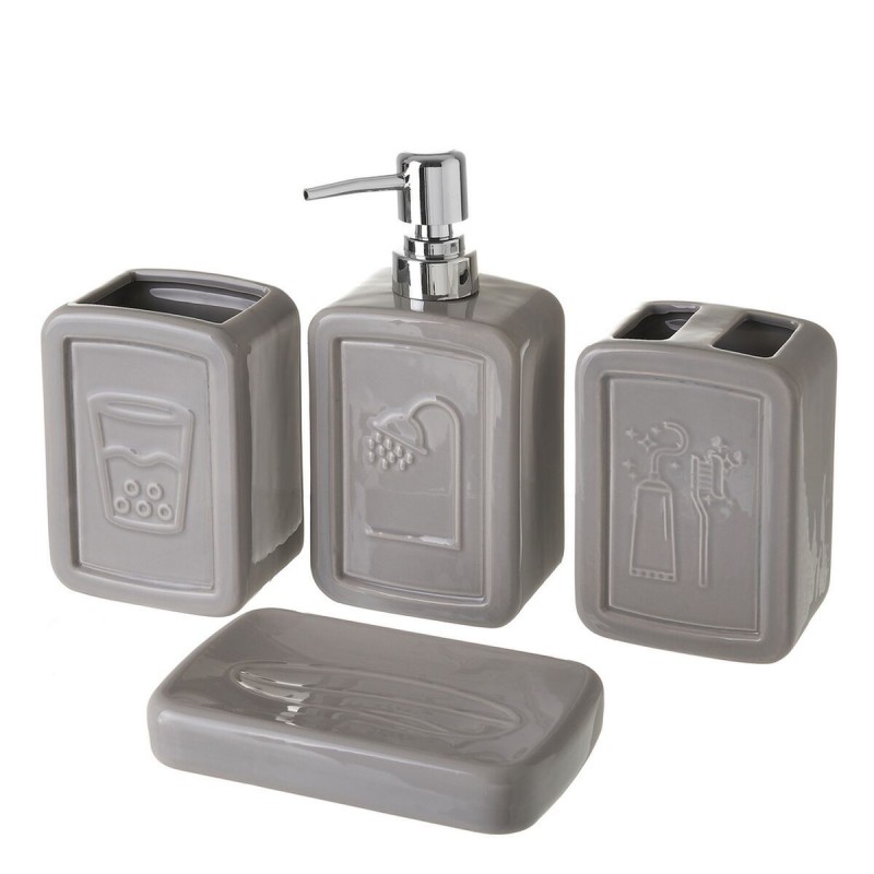 Set da Bagno Grigio Ceramica 27,5 x 7 x 24 cm