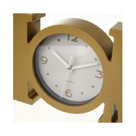 Orologio da Tavolo HOME Dorato Plastica 39 x 3,5 x 15 cm