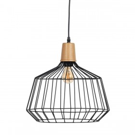 Lampadario Nero Naturale Legno Ferro 220-240 V 36 x 36 cm