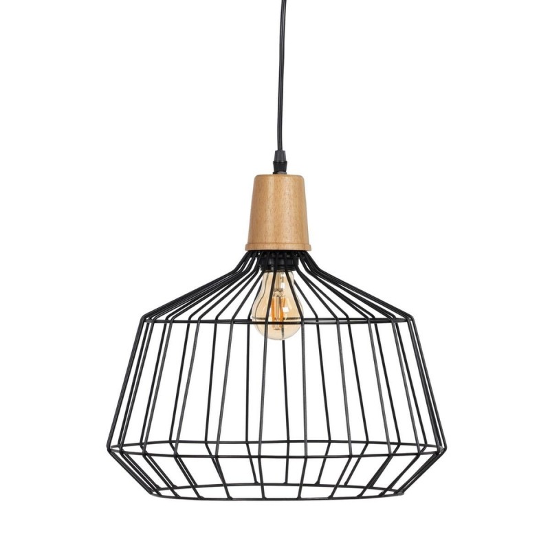 Lampadario Nero Naturale Legno Ferro 220-240 V 36 x 36 cm