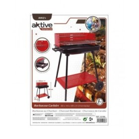 Barbecue a Carboni con Ruote Aktive Acciaio Plastica Metallo smaltato 66 x 85 x 44 cm Rosso
