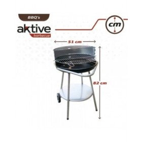 Barbecue a Carboni con Ruote Aktive Metallo smaltato 51 x 82 x 51 cm Nero