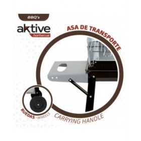Barbecue a Carboni con Ruote Aktive Metallo smaltato 90 x 85 x 32 cm Nero
