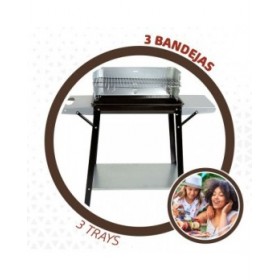 Barbecue a Carboni con Ruote Aktive Metallo smaltato 90 x 85 x 32 cm Nero