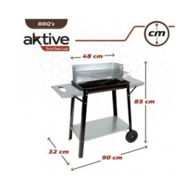 Barbecue a Carboni con Ruote Aktive Metallo smaltato 90 x 85 x 32 cm Nero