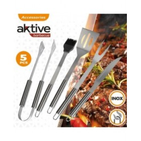 Utensili per barbecue Aktive Silicone Acciaio inossidabile 12 Unità 7,5 x 35 x 1,9 cm (5 Pezzi)