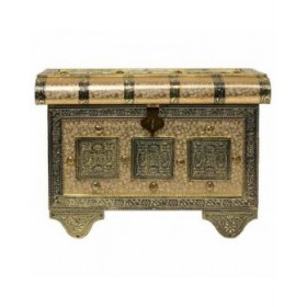 Scatola-Portagioie Alexandra House Living Dorato Alluminio Legno MDF 17 x 13 x 27 cm
