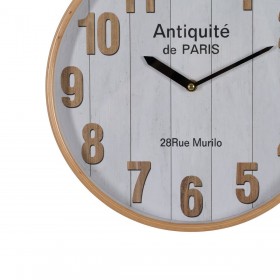 Orologio da Parete Bianco Naturale Legno Cristallo 32 x 32 x 4,5 cm