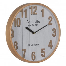 Orologio da Parete Bianco Naturale Legno Cristallo 32 x 32 x 4,5 cm