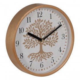 Orologio da Parete Albero Bianco Naturale Legno Cristallo 22 x 22 x 4,5 cm