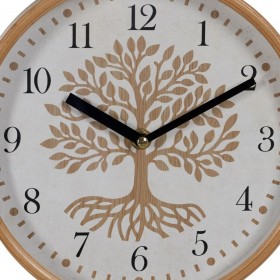 Orologio da Parete Albero Bianco Naturale Legno Cristallo 22 x 22 x 4,5 cm