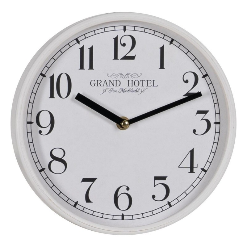 Orologio da Parete Bianco Legno Cristallo 22 x 22 x 4,5 cm