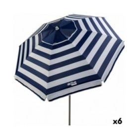Ombrellone Aktive Azzurro/Bianco 200 x 200 x 200 cm Acciaio Tessuto Oxford (6 Unità)