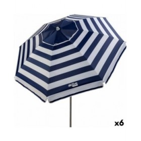 Ombrellone Aktive Azzurro/Bianco 200 x 200 x 200 cm Acciaio Tessuto Oxford (6 Unità)