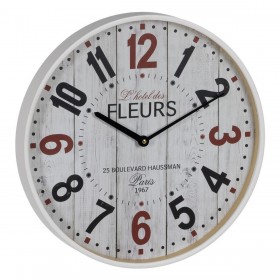 Orologio da Parete Bianco Legno Cristallo 40 x 40 x 4,5 cm