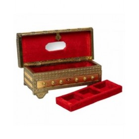 Scatola-Portagioie Alexandra House Living Dorato Alluminio Legno MDF 14 x 12 x 32 cm