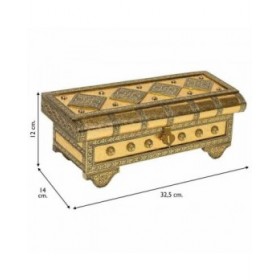 Scatola-Portagioie Alexandra House Living Dorato Alluminio Legno MDF 14 x 12 x 32 cm
