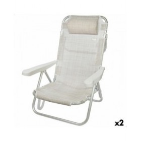 Sedia Pieghevole con Poggiatesta Aktive Ibiza Beige 48 x 84 x 46 cm (2 Unità)