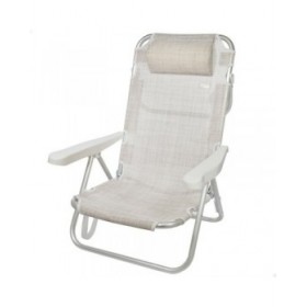 Sedia Pieghevole con Poggiatesta Aktive Ibiza Beige 48 x 84 x 46 cm (2 Unità)