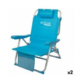Sedia Pieghevole con Poggiatesta Aktive 49 x 80 x 58 cm Azzurro (2 Unità)