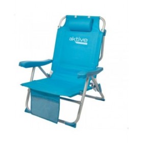 Sedia Pieghevole con Poggiatesta Aktive 49 x 80 x 58 cm Azzurro (2 Unità)