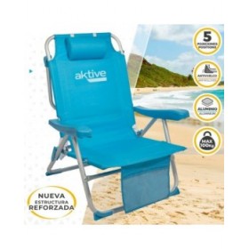 Sedia Pieghevole con Poggiatesta Aktive 49 x 80 x 58 cm Azzurro (2 Unità)
