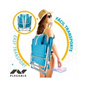 Sedia Pieghevole con Poggiatesta Aktive 49 x 80 x 58 cm Azzurro (2 Unità)