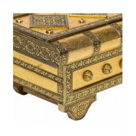 Scatola-Portagioie Alexandra House Living Dorato Alluminio Legno MDF 14 x 12 x 32 cm