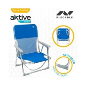 Sedia Pieghevole Aktive Gomera Azzurro 44 x 72 x 35 cm (4 Unità)