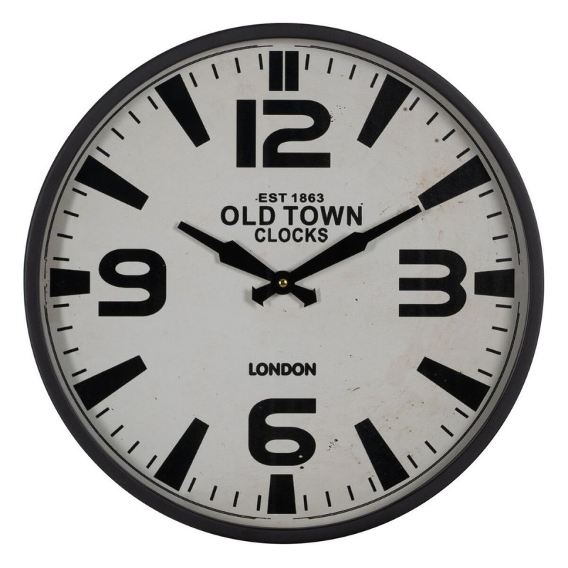 Orologio da Parete Bianco Nero Ferro 46 x 46 x 6 cm