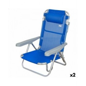 Sedia Pieghevole con Poggiatesta Aktive Gomera Azzurro 48 x 84 x 46 cm (2 Unità)