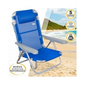 Sedia Pieghevole con Poggiatesta Aktive Gomera Azzurro 48 x 84 x 46 cm (2 Unità)