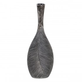Vaso Bianco Nero Poliresina 24 x 12,5 x 68 cm