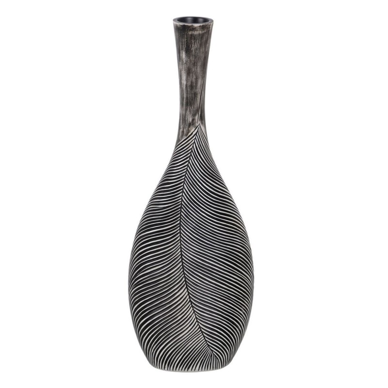 Vaso Bianco Nero Poliresina 24 x 12,5 x 68 cm