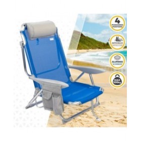 Sedia Pieghevole con Poggiatesta Aktive Gomera Azzurro 51 x 76 x 45 cm (2 Unità)