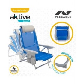 Sedia Pieghevole con Poggiatesta Aktive Gomera Azzurro 51 x 76 x 45 cm (2 Unità)