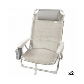 Sedia Pieghevole con Poggiatesta Aktive Ibiza Beige 51 x 76 x 45 cm (2 Unità)