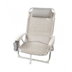 Sedia Pieghevole con Poggiatesta Aktive Ibiza Beige 51 x 76 x 45 cm (2 Unità)