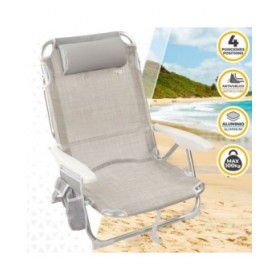 Sedia Pieghevole con Poggiatesta Aktive Ibiza Beige 51 x 76 x 45 cm (2 Unità)