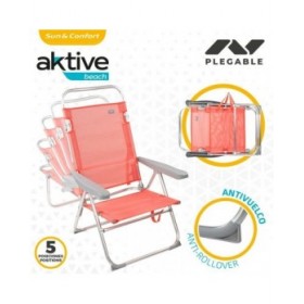 Sedia Pieghevole Aktive Flamingo Corallo 48 x 99 x 57 cm (4 Unità)