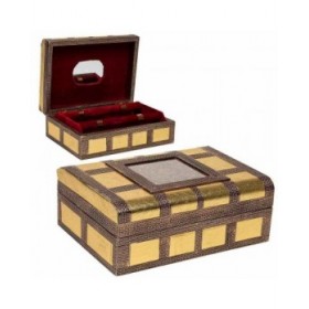 Scatola-Portagioie Alexandra House Living Dorato Alluminio Legno MDF 20 x 7 x 27 cm