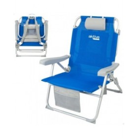 Sedia Pieghevole con Poggiatesta Aktive Azzurro 55 x 86 x 66 cm (2 Unità)