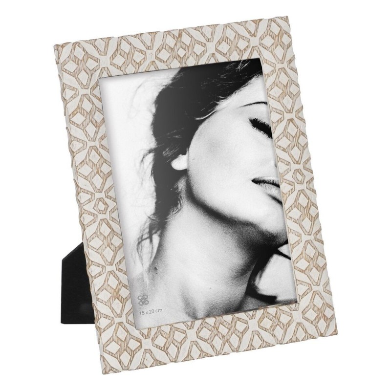 Cornice Portafoto Bianco Beige Poliresina 20,3 x 2,3 x 25,4 cm