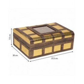 Scatola-Portagioie Alexandra House Living Dorato Alluminio Legno MDF 20 x 7 x 27 cm
