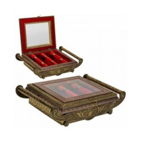Scatola-Portagioie Alexandra House Living Rame Vetro Alluminio Legno MDF 25 x 12 x 43 cm