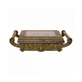 Scatola-Portagioie Alexandra House Living Rame Vetro Alluminio Legno MDF 25 x 12 x 43 cm