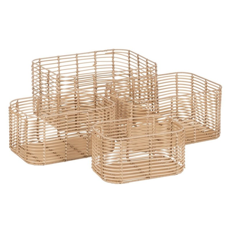Set di Cesti Naturale Resina 46 x 35 x 23 cm (4 Unità)