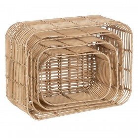 Set di Cesti Naturale Resina 46 x 35 x 23 cm (4 Unità)