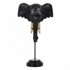 Statua Decorativa Nero Dorato Elefante 20,5 x 14,3 x 35,5 cm